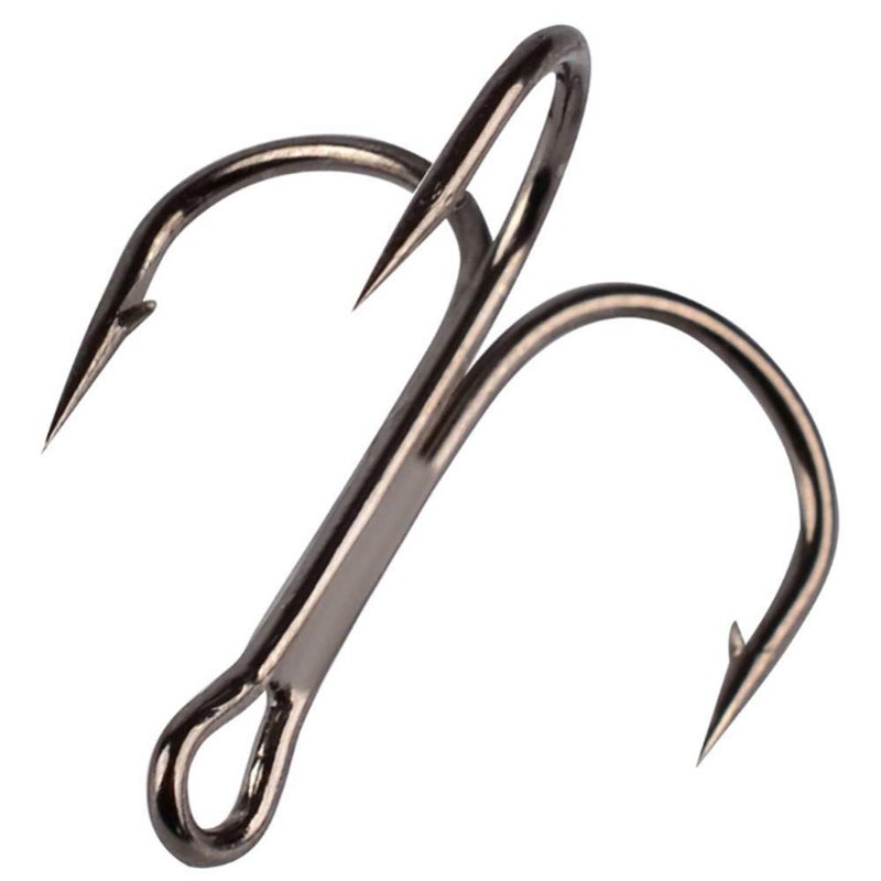 AMHDV 100pcs Treble Hooks Barbed Sharp Treble Hook for Freshwater and Saltwater (Black, 8# 100pcs) - Image 1